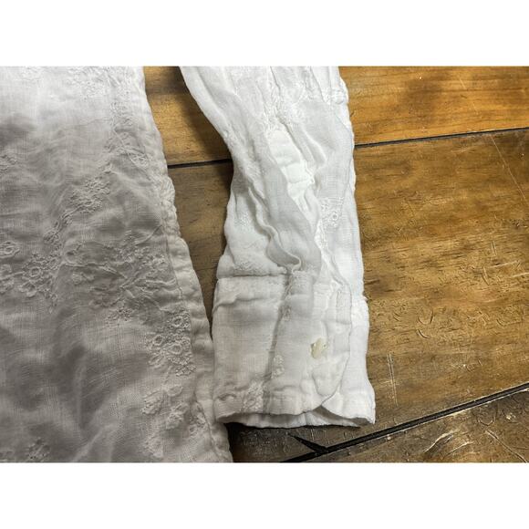 CP Shades Linen Floral Embroidered White Button Down Long Sleeve Shirt S *READ - Picture 7 of 16